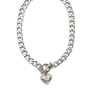 Juicy Couture Pave Banner Heart Necklace